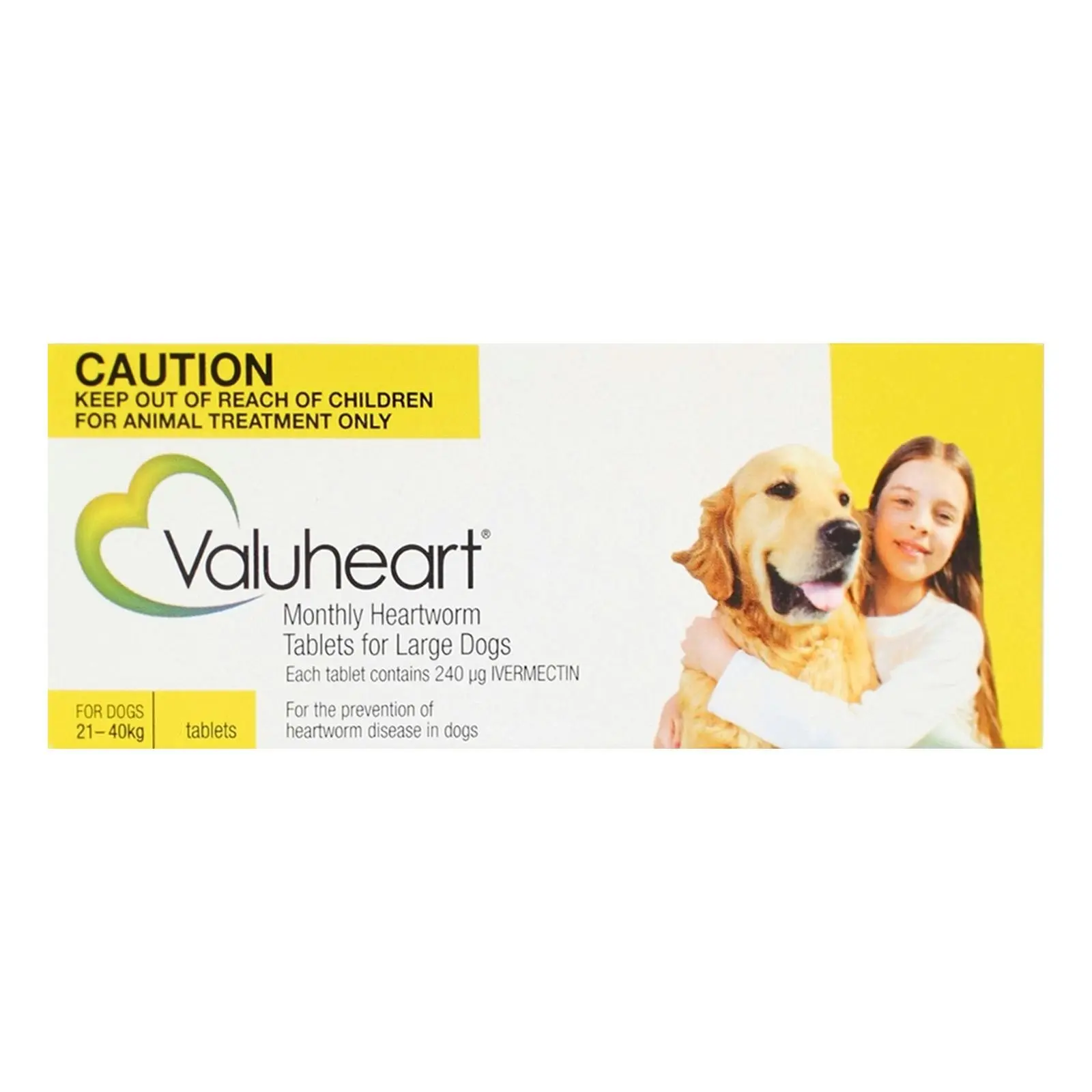 Valuheart Heartworm Tablets For Large Dogs 21 To 40 Kg (Gold) 6 Tablets - Pets