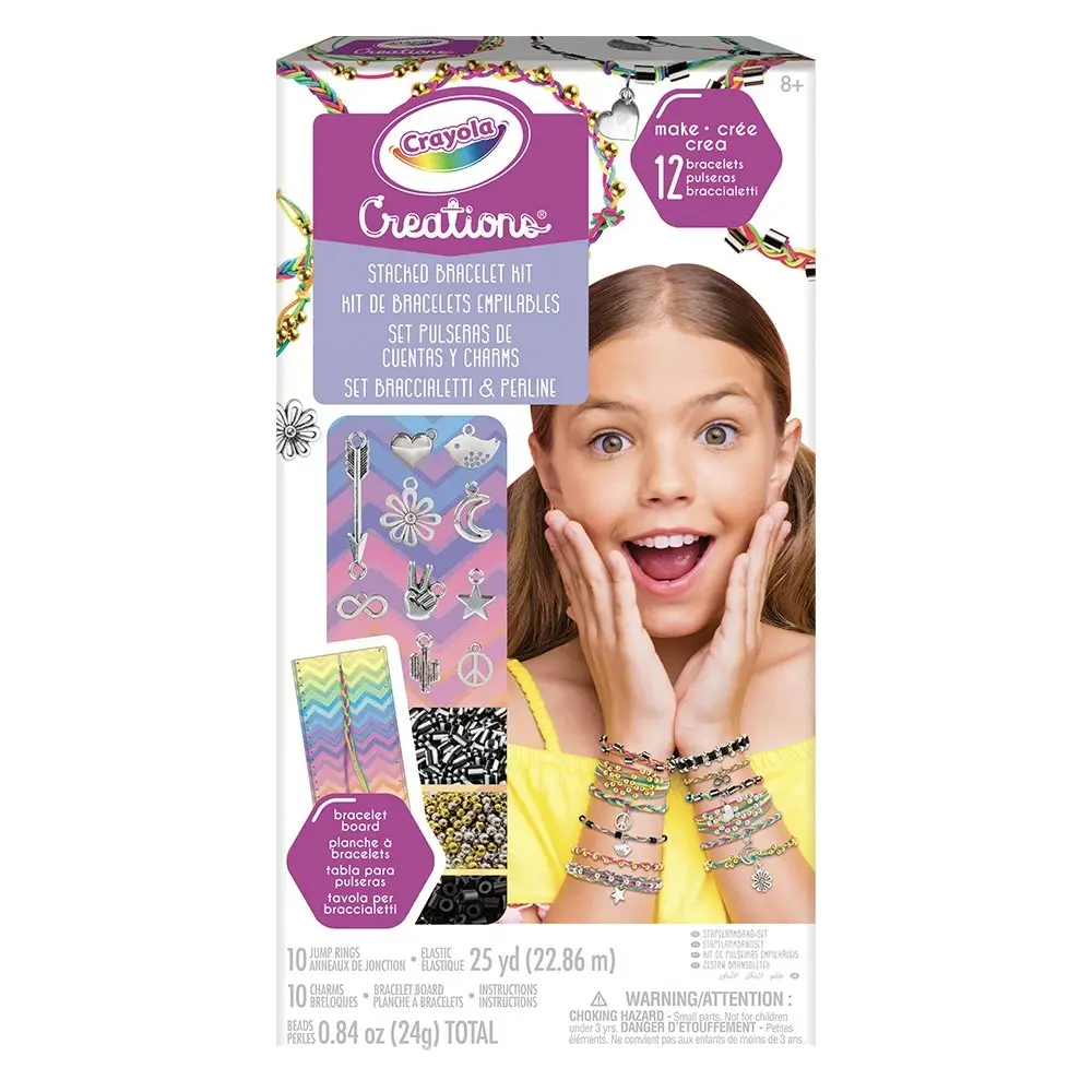 Crayola Kids/Childrens Creations Stacked DIY Craft Bracelet Making Kit 96m+ - Hobbies