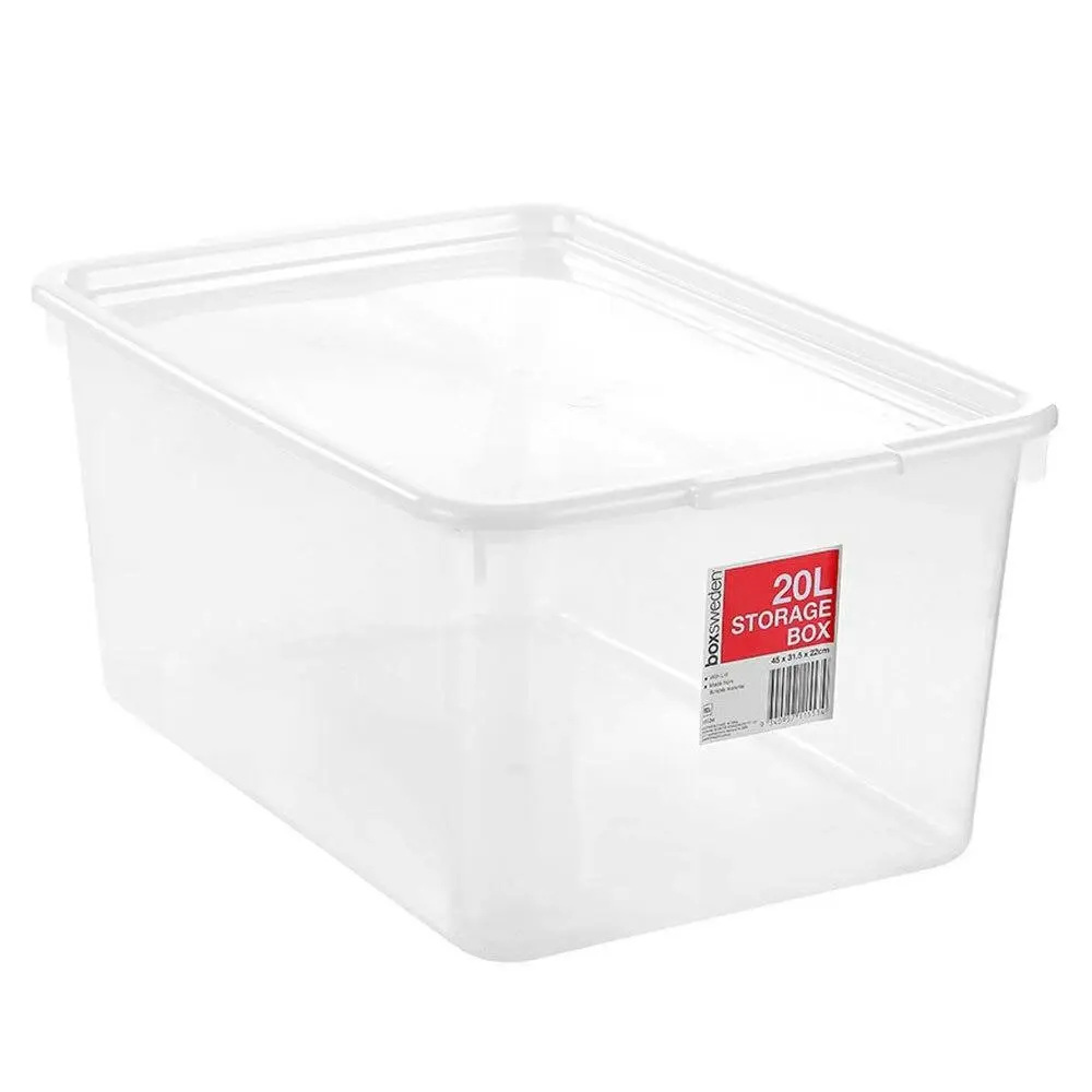 Boxsweden 20L Storage Box Container 45cm Home Organiser w/ Lid Holder Assorted - Home & Garden