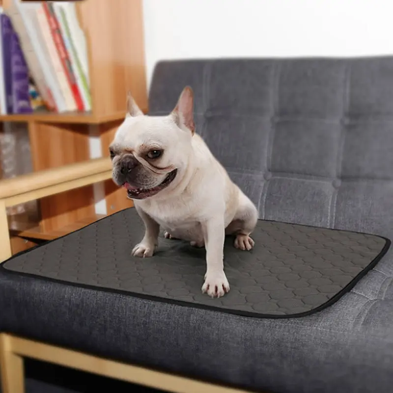 Washable Dog Pee Training Pad Multiple Use Mat Breathable Waterproof 100x67cm Black - Pets