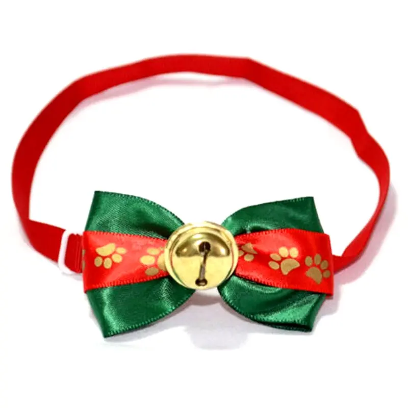 2 x Dog Cat Pet Christmas BowTie adjustable Necktie Collar Handmade Christmas Bell - Pets