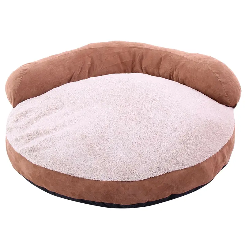 Dog Bed Sofa Soft Warm Cozy Cushioned Plush Fleece Dog Bed Sofa Brown - Pets