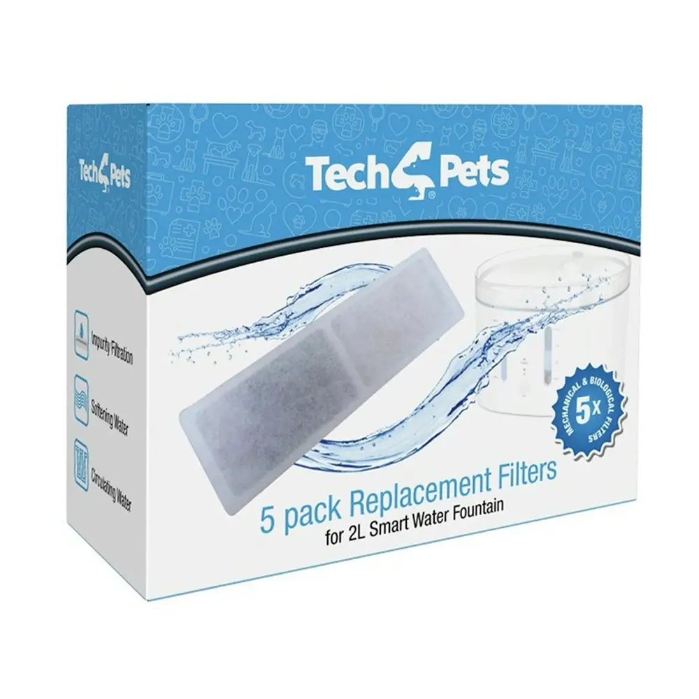 5pc Replacement Filters For 2L Pet/Dog/Cat Smart Water Drinking Fountain - Pets