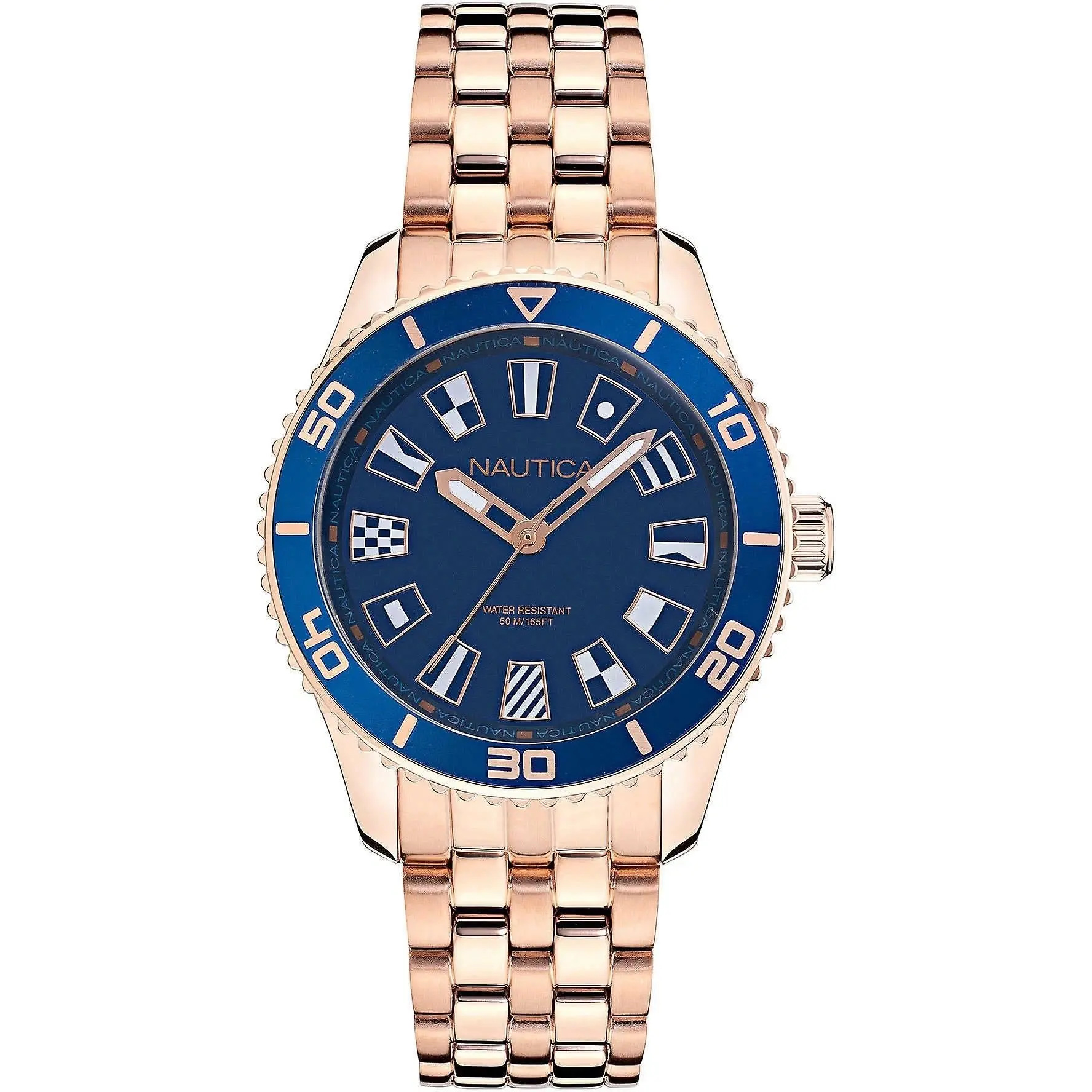 Nautica Pacific Beach Blue Dial Rose Gold Women's Midsize Dress Watch NAPPBS027 - Jewellery