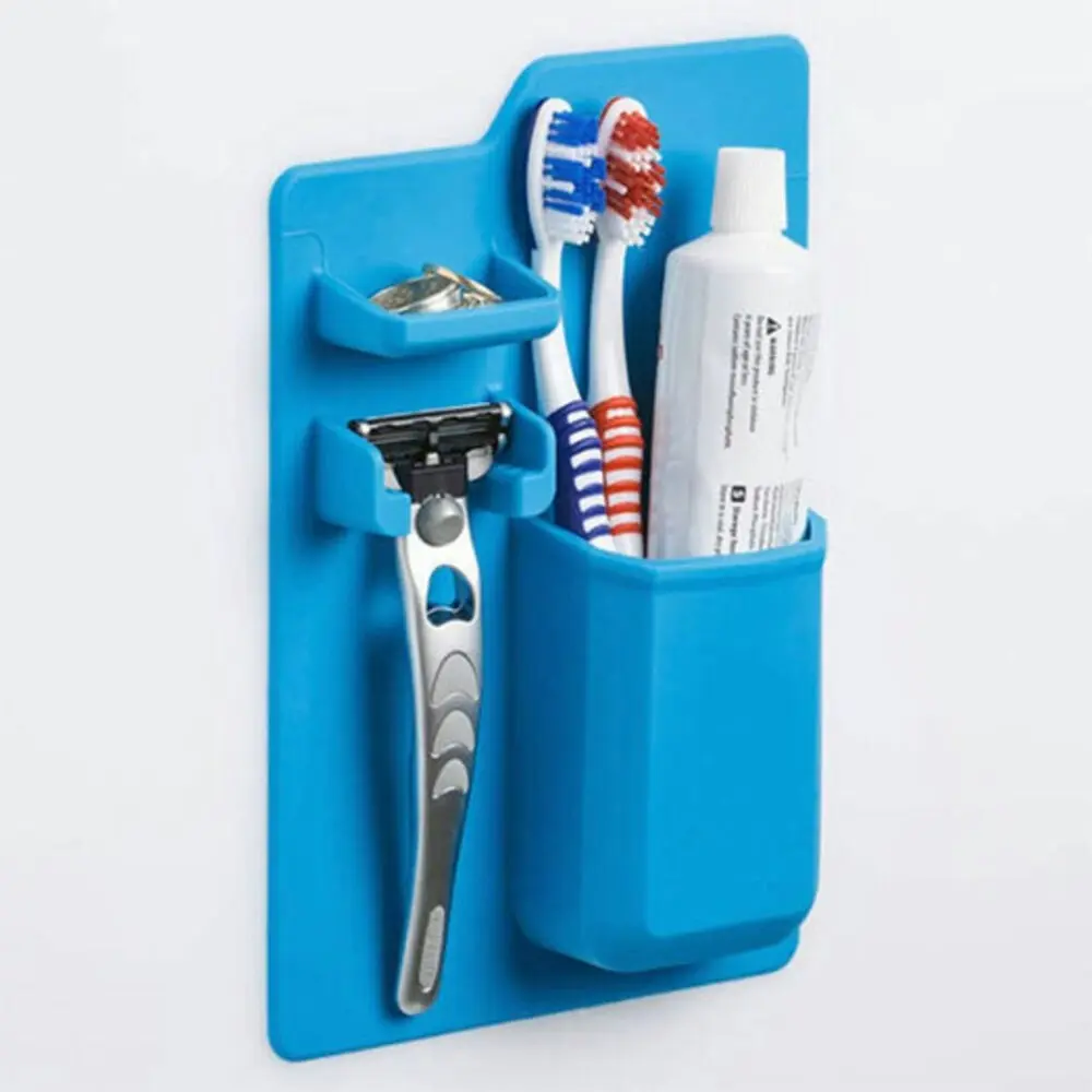 Bathroom Storage Organizer Silicon Self Adhesive Toothbrush/Paste/Razor Holder - Home & Garden