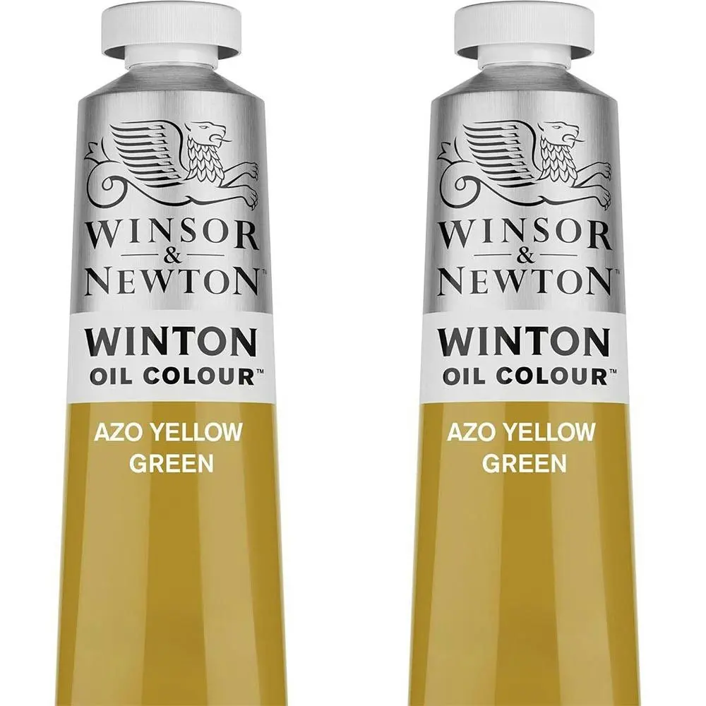 2x Winsor & Newton 200ml Winton Oil Colour Paint Tube Artist Azo Yellow Green - Hobbies