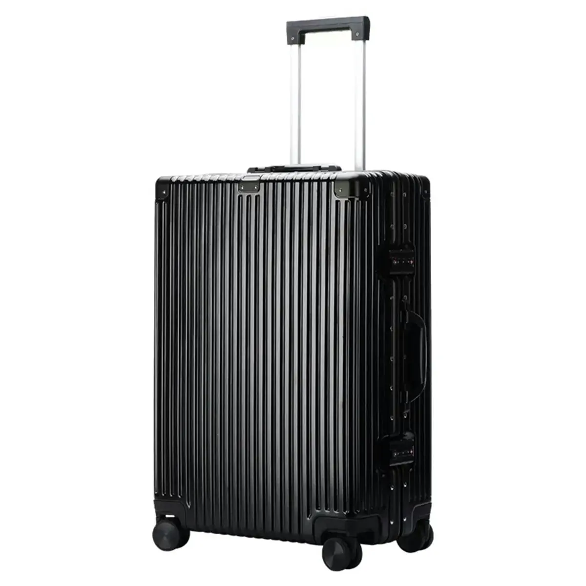 Bopai Aluminium Luggage Suitcase Lightweight With TSA Locker 8 Wheels Check In Large Hardcase B3241 Black - Fashion