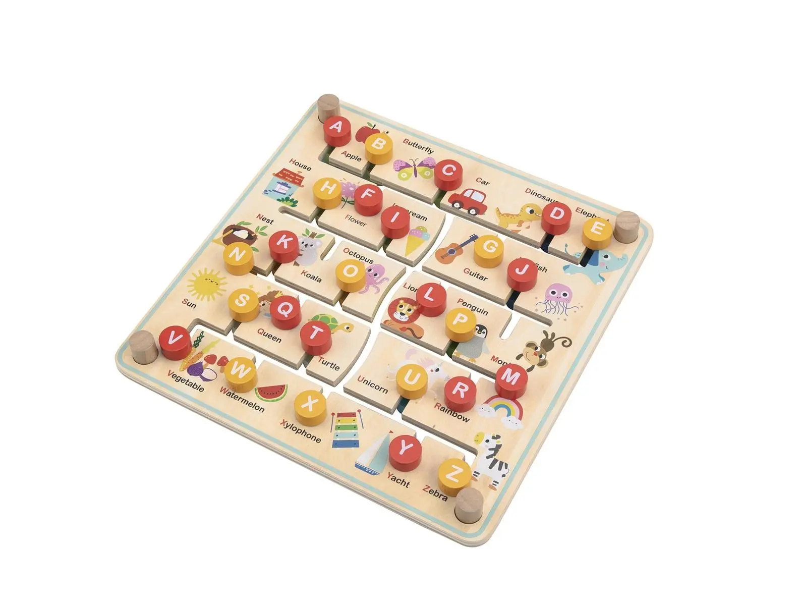 Tooky Toy Wooden Alphabet & Farm Matching Maze Board Game Kids Fun Activity 3+ - Toys & Games