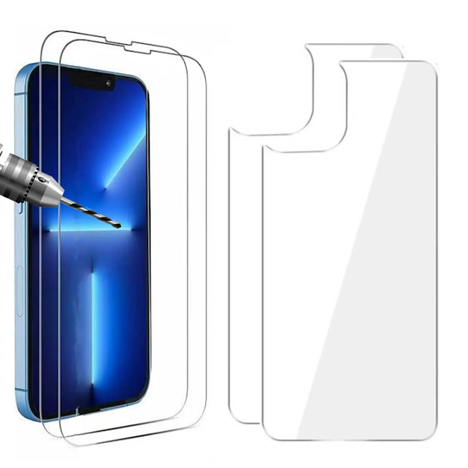 2Pk Tempered Glass Screen Protector for Apple iPhone 14 PLUS Front and Soft Back - Electronics