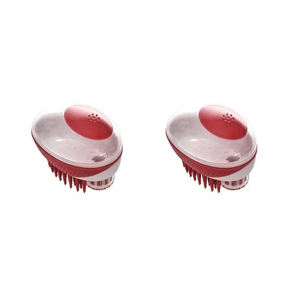 2x M-Pets 11x7cm Rubeaz Cat/Kitten Pet Soap Dispenser & Brush Grooming Tool Red