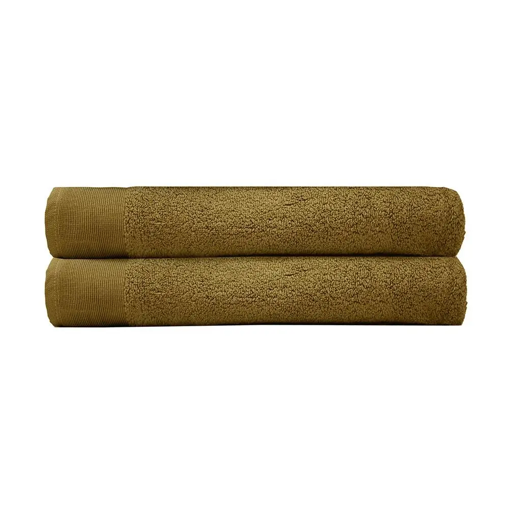 2pc Bambury Ultra soft Elvire Bath Sheet 2 Pack Tobacco Cotton Woven Home Decor - Home & Garden