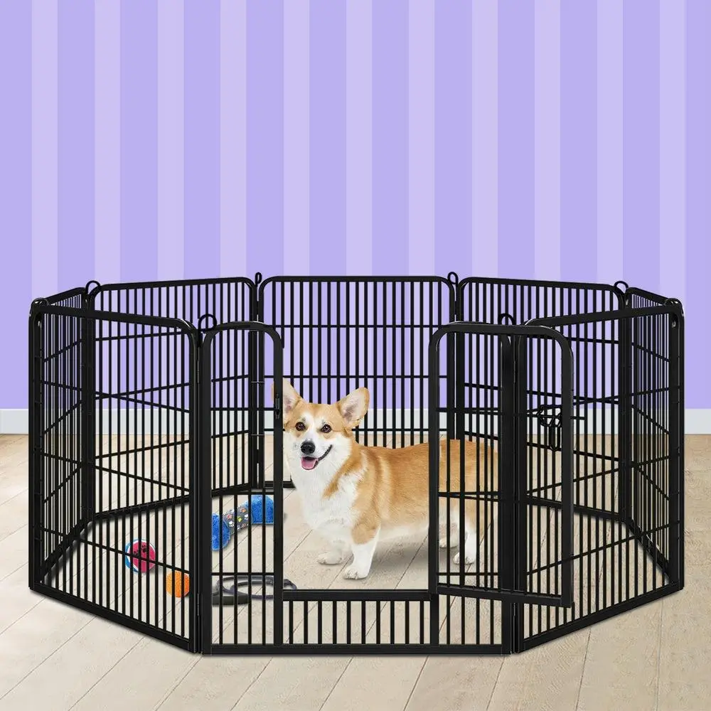 BEASTIE Pet Playpen 24 inch Large 8 Panel Fence Enclosure Dog Metal Exercise Pen - Pets
