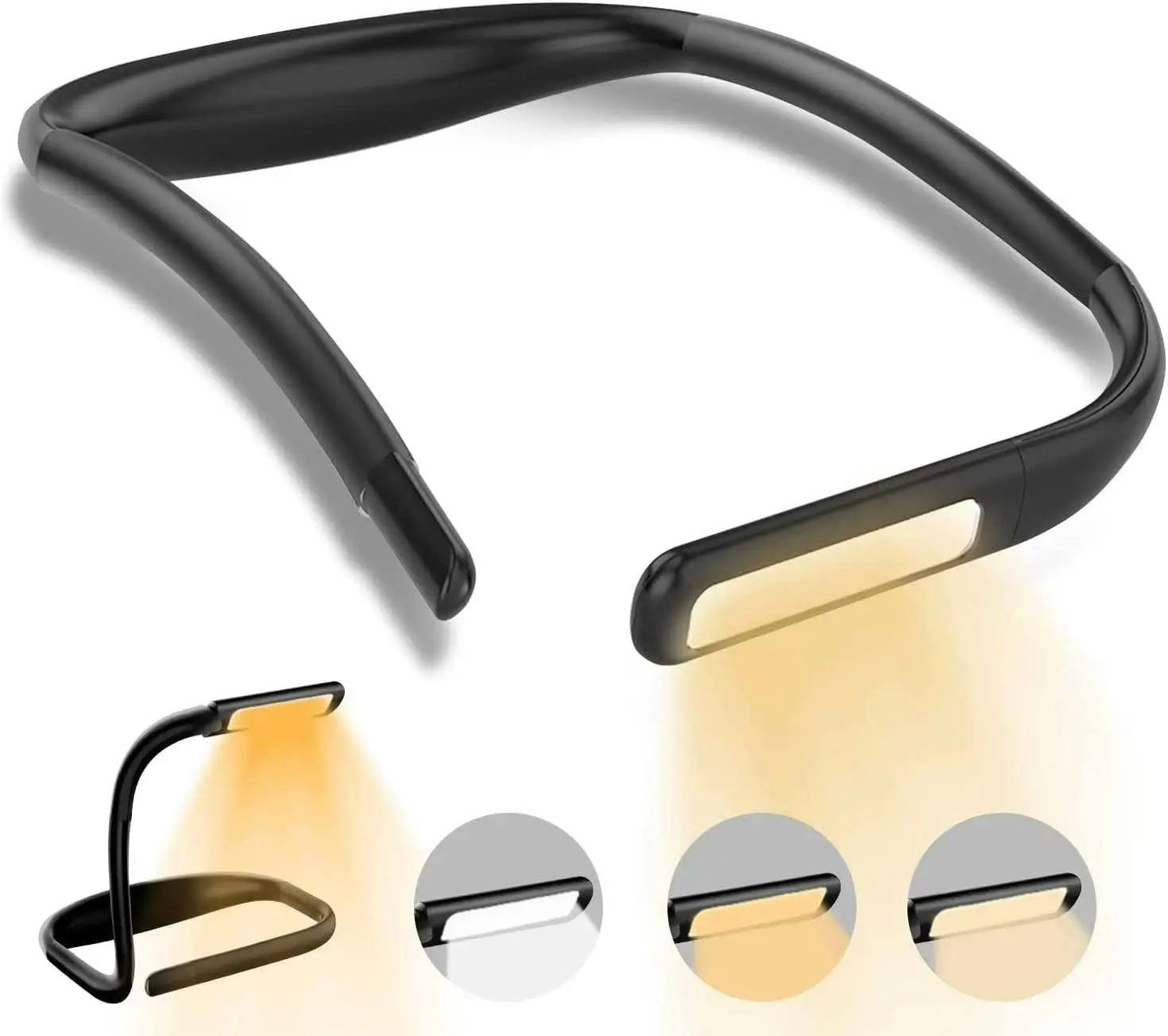 Rechargeable LED Neck Reading Light, 3 Colors Stepless Brightness, Night Running, Knitting, Repairing, Camping - Home & Garden
