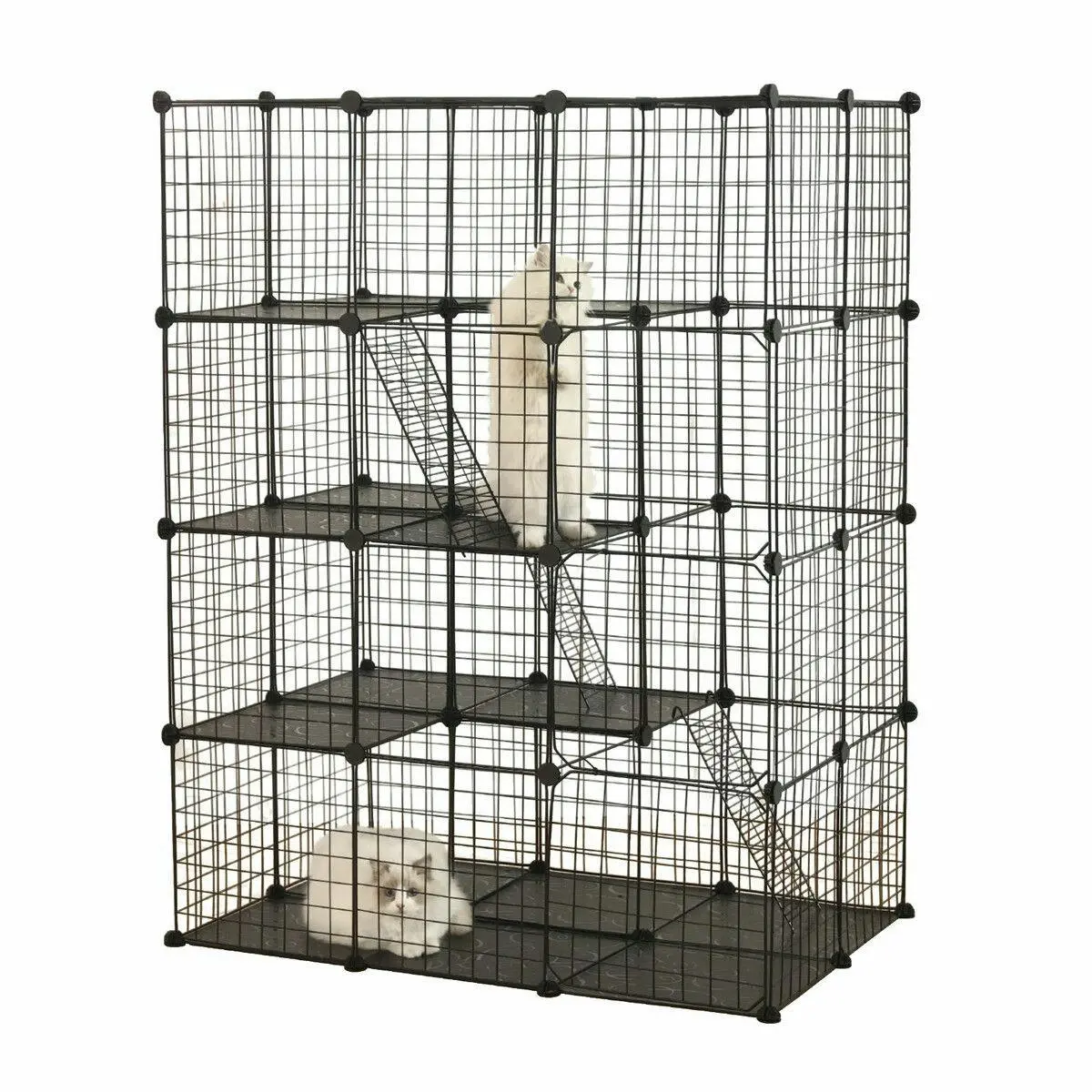 Pet Scene 4 Tier Cat Cage Enclosure Crate XL DIY Rabbit Bunny Ferret Hutch House Cattery Kitty Kitten Fence Kennel Playpen Pen Habitat Platforms Ramps - Pets