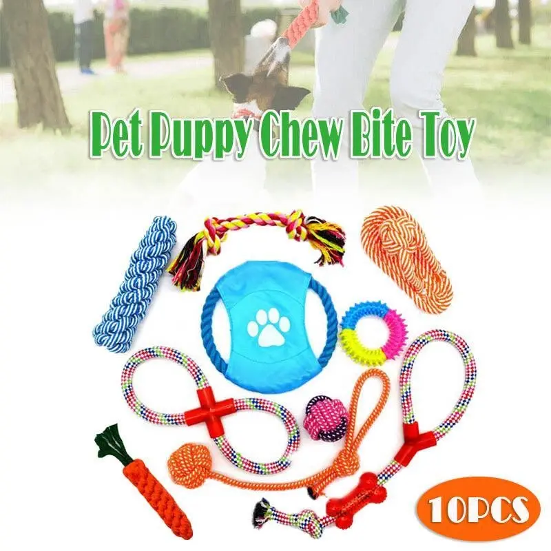 10X Braided Rope Dog Toys Chew Play Clean Teeth - Pets