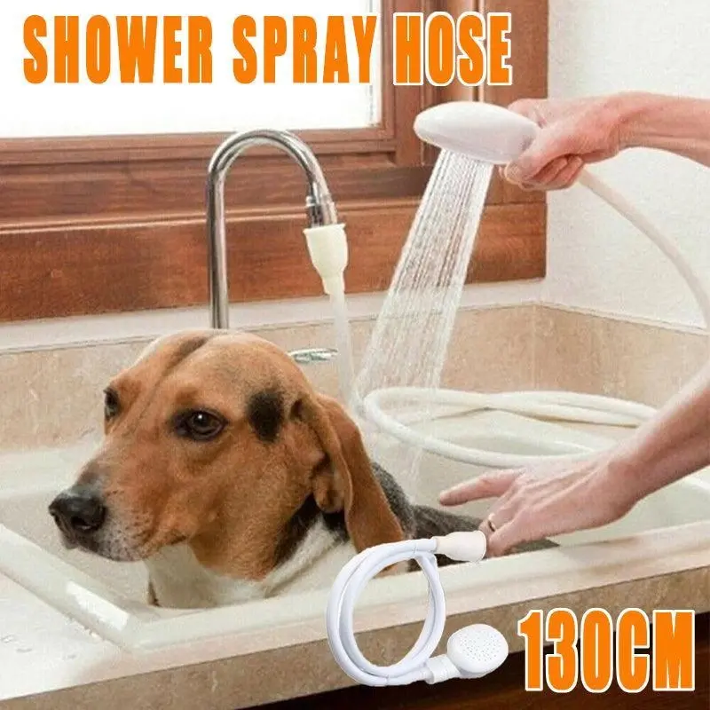 Pet Shower Spray Hose Single Tap Sink Bath Washing Holder Dog Head Attachment - Pets