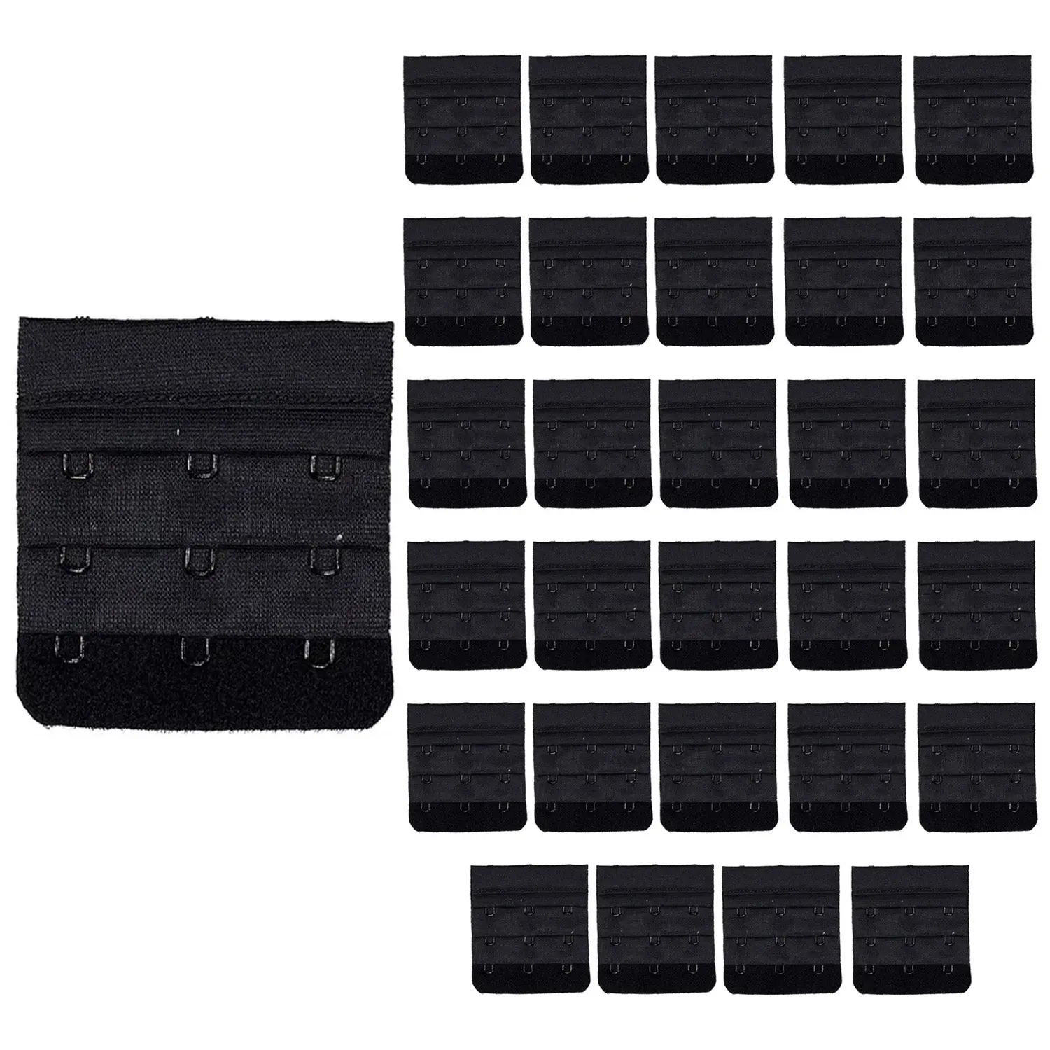 30 Pack Triumph 3 Hook Bra Band Extender Extension Clip On Band Strap Black Bulk - Fashion