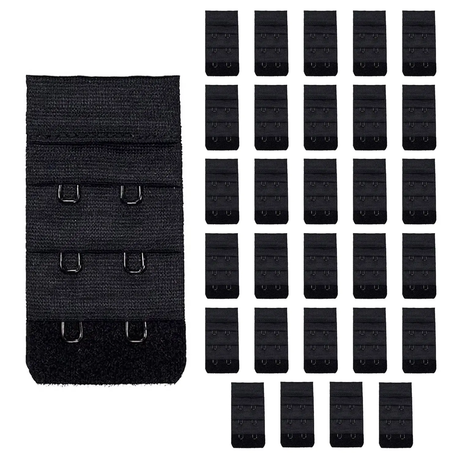 30 Pack Triumph 2 Hook Bra Band Extender Extension Clip On Band Strap Black Bulk - Fashion