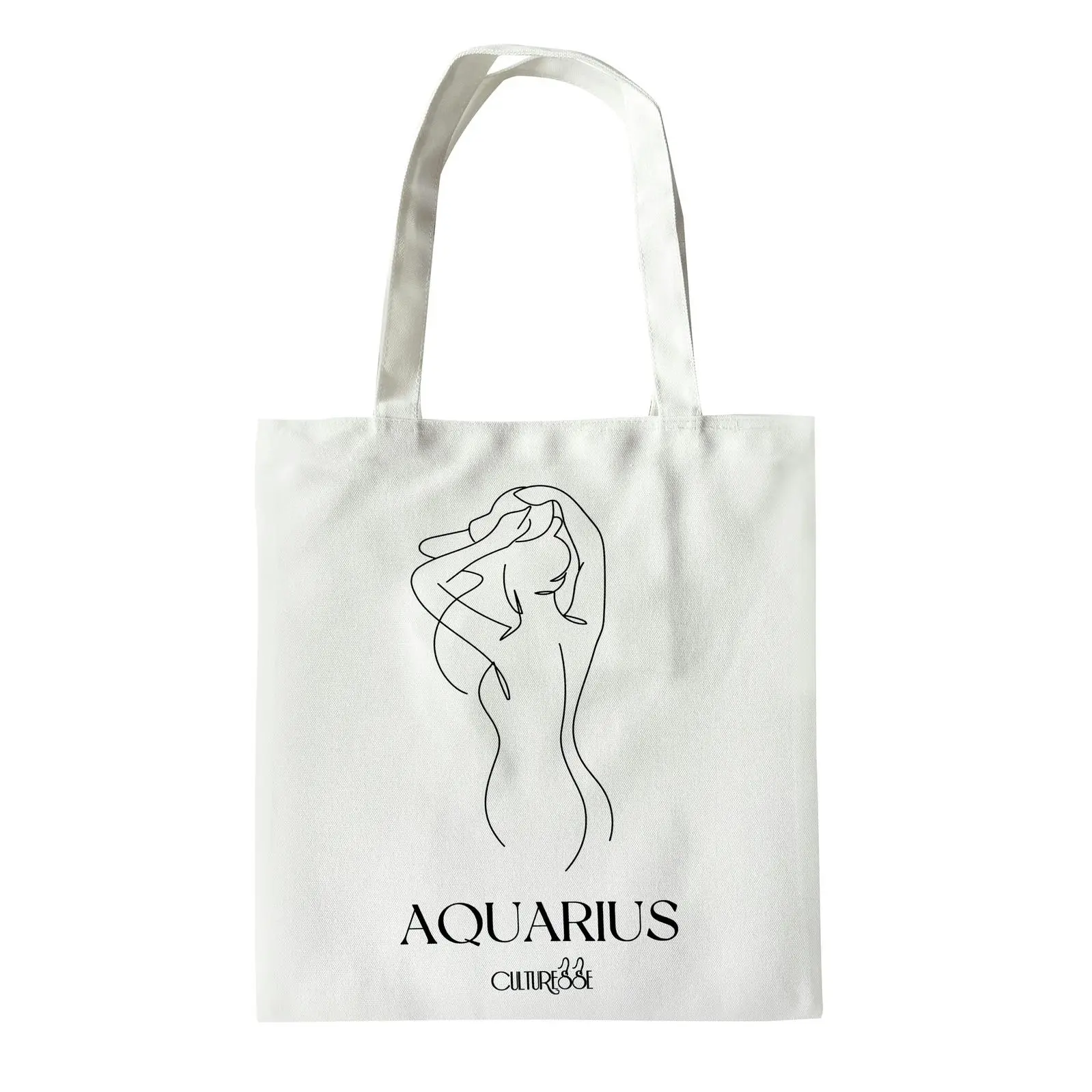 Culturesse She Is Aquarius Eco Zodiac 38cm Muse Tote Bag Women's Handbag White - Fashion