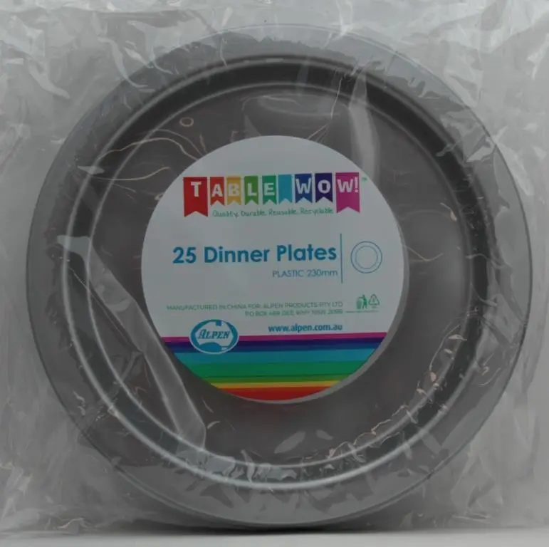 Silver Plastic Dinner Plates 230mm 20pk - Commercial