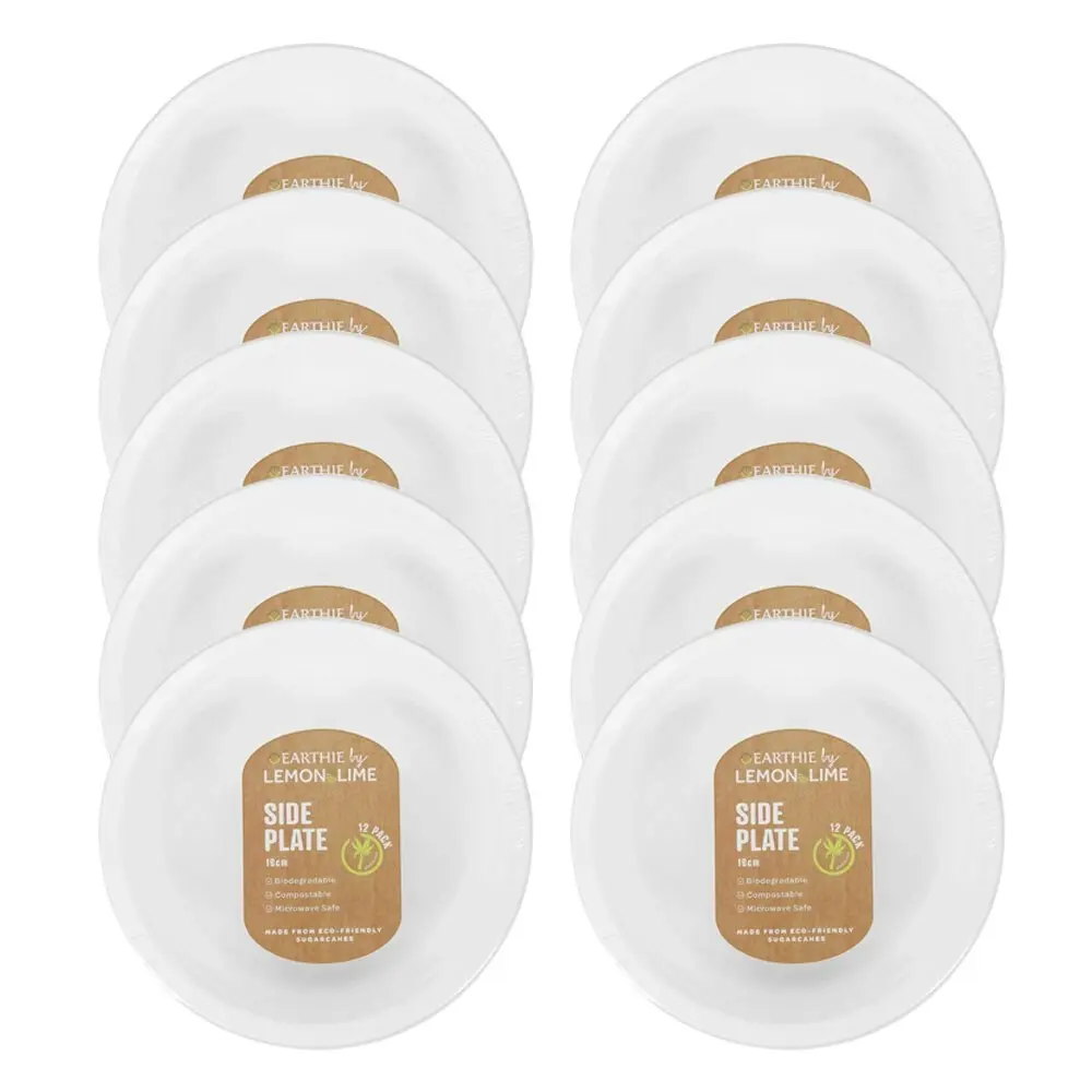 120pc Lemon & Lime Eco/Biodegradable/Compostable Disposable 18cm Side Plate Whit - Hobbies