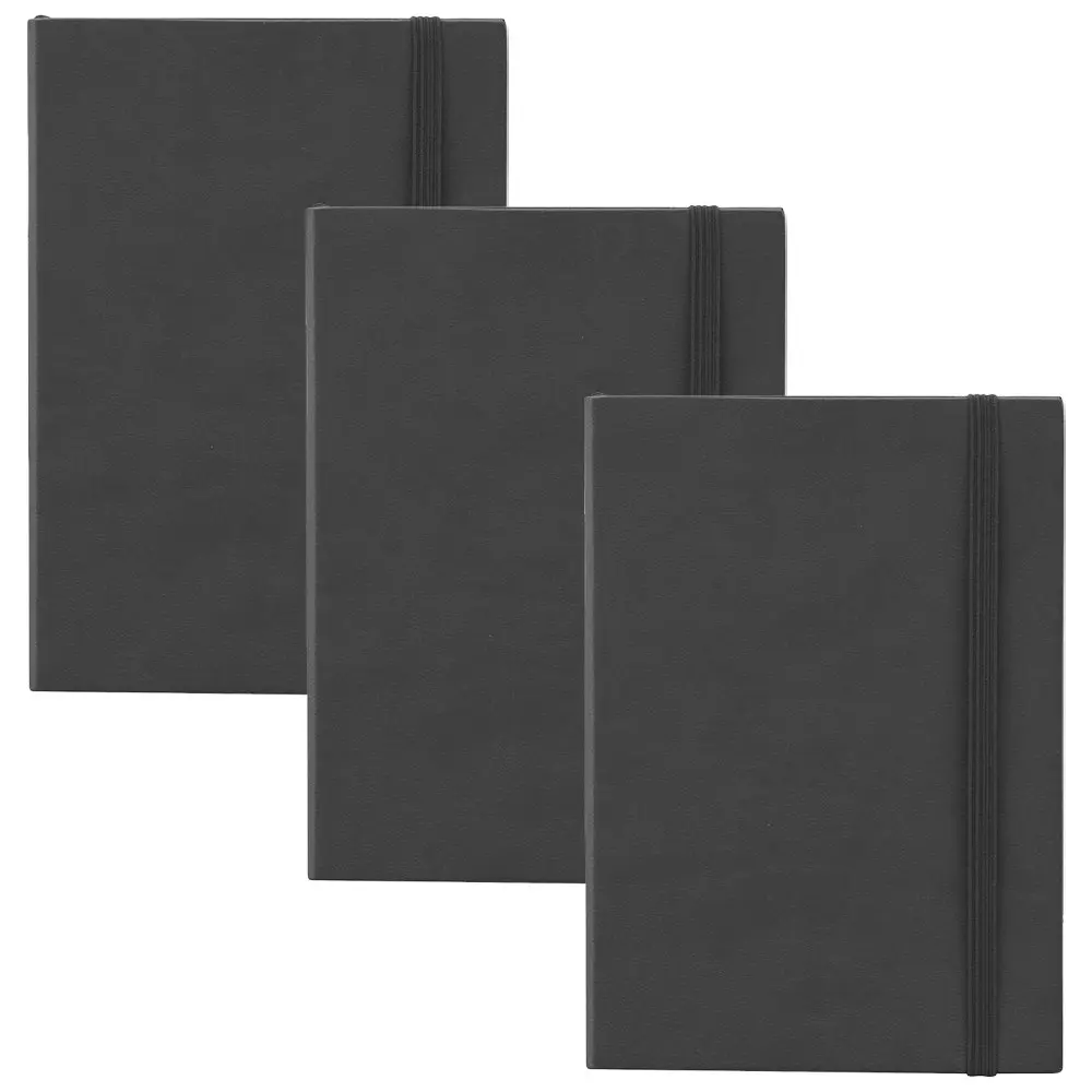 3x Scripto Premium A6 Flexi Home Office Writing Journal Black/Lined Paper