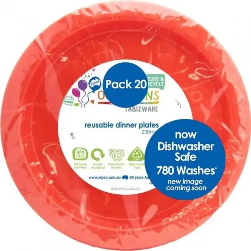 Orange Plastic Dinner Plates 230mm 20pk - Hobbies