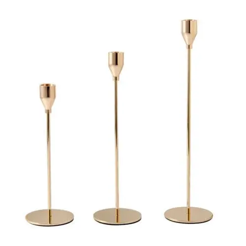 Gold & Black 3-Piece Candlestick Set