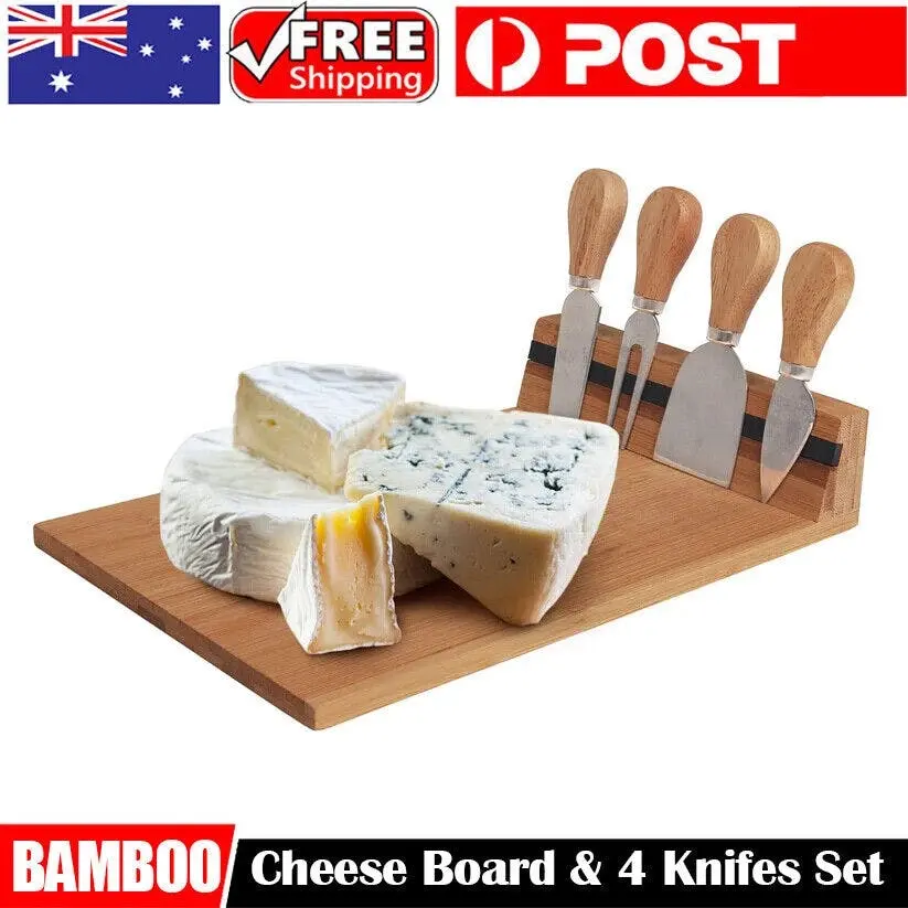 Bamboo Serving Board and Cheese Knife Set - Home & Garden