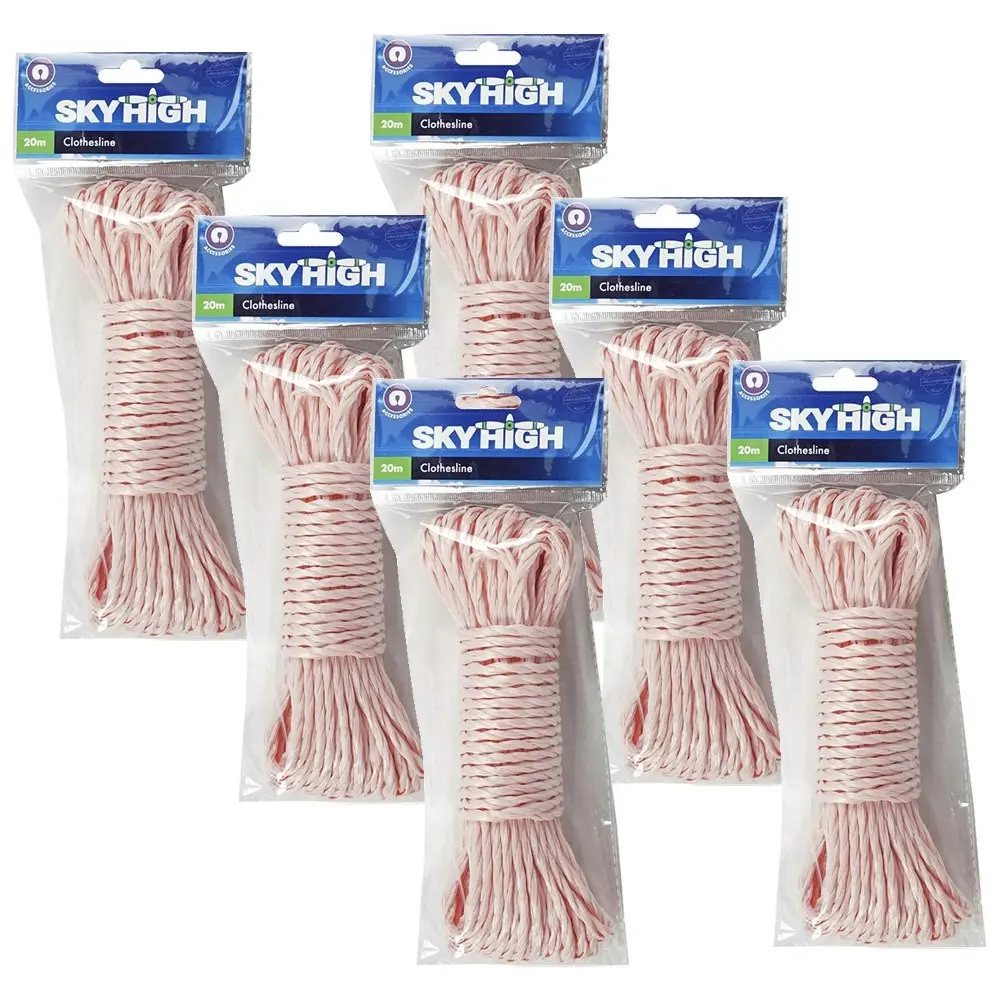 6x Sky High Travel 20m Portable On The Go Lightweight Luggage Clothesline Set - Fashion