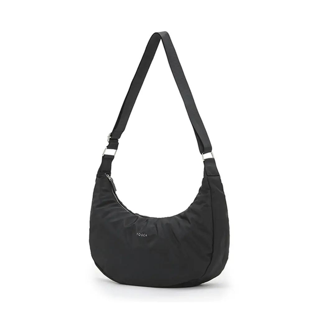 Tosca Everyday Nylon Hobo Shoulder Compact Crescent Purse Handbag Black - Fashion