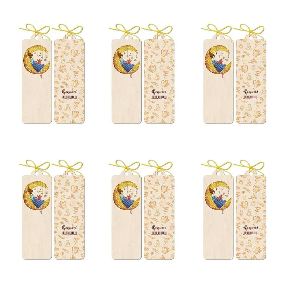 6x Cozywood Wooden Bookmark 4.5x14cm with Waxed Ribbon Never Stop Dreaming - Office