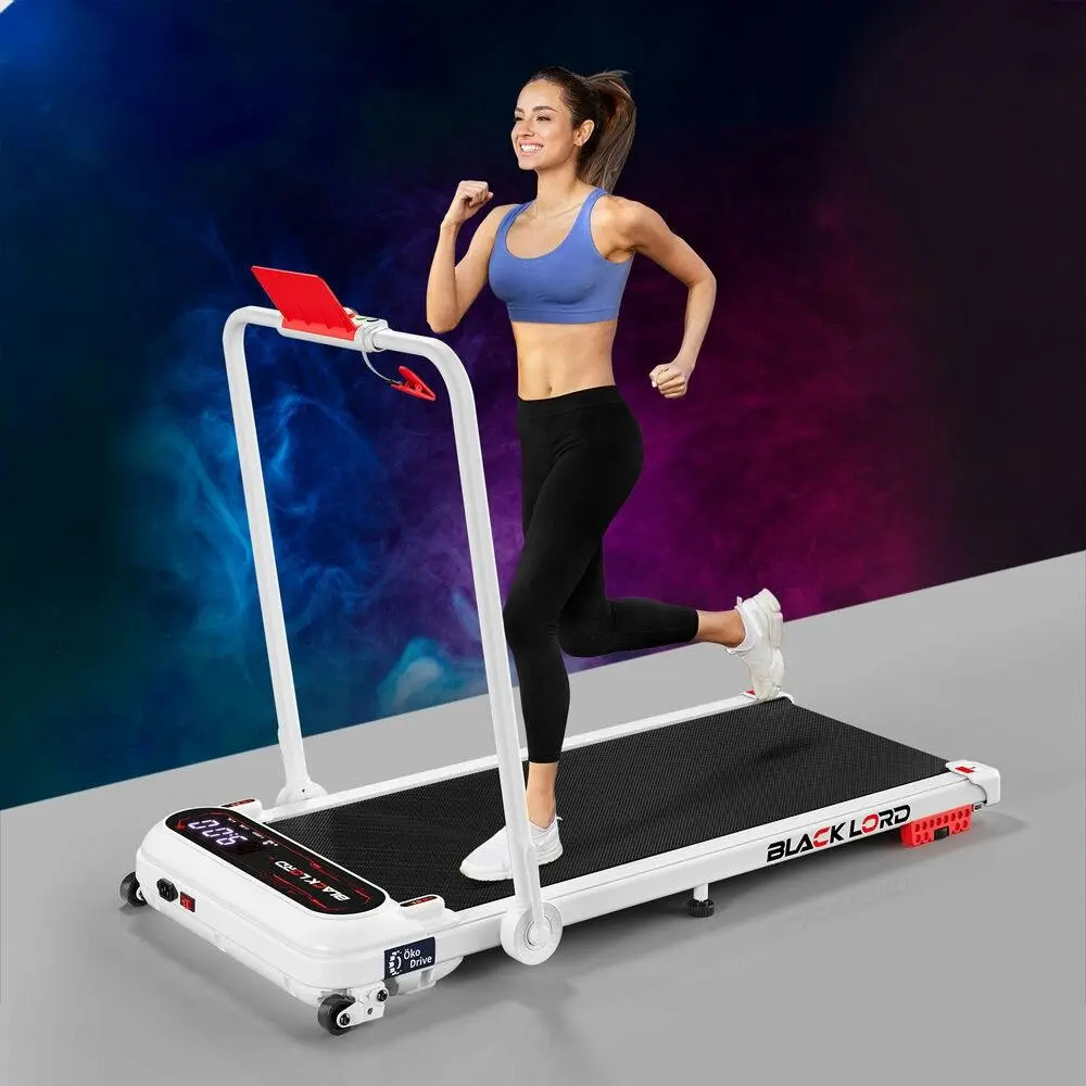 Black Lord Treadmill Electric Walking Pad Incline Shock Absorbers Foldable White - Sports & Outdoor