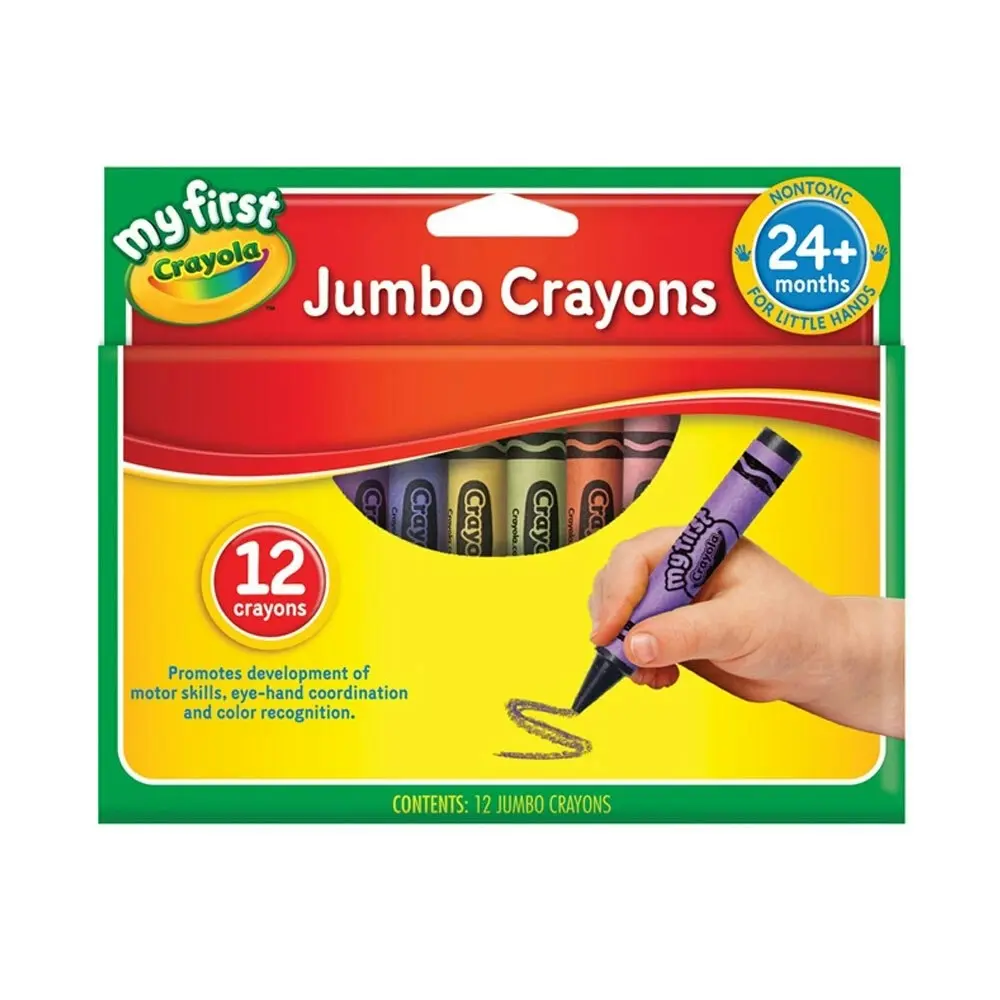 12pc Crayola My First Crayola Nontoxic Assorted Colour Jumbo Crayons For Kids 2+ - Hobbies