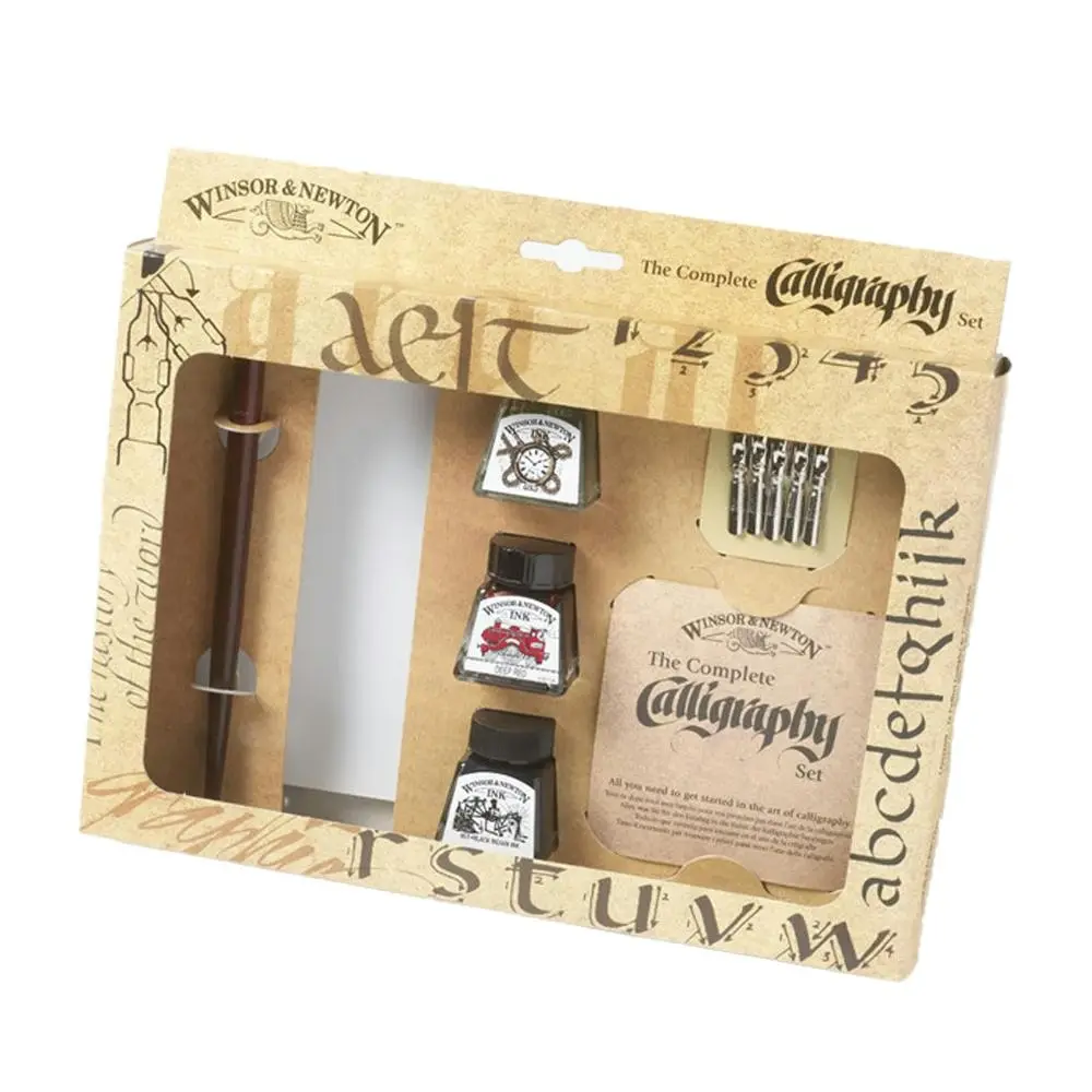 Winsor & Newton Calligraphy Ink Complete Art Colouring A5 Paper Pad/Dip Pen Set - Hobbies