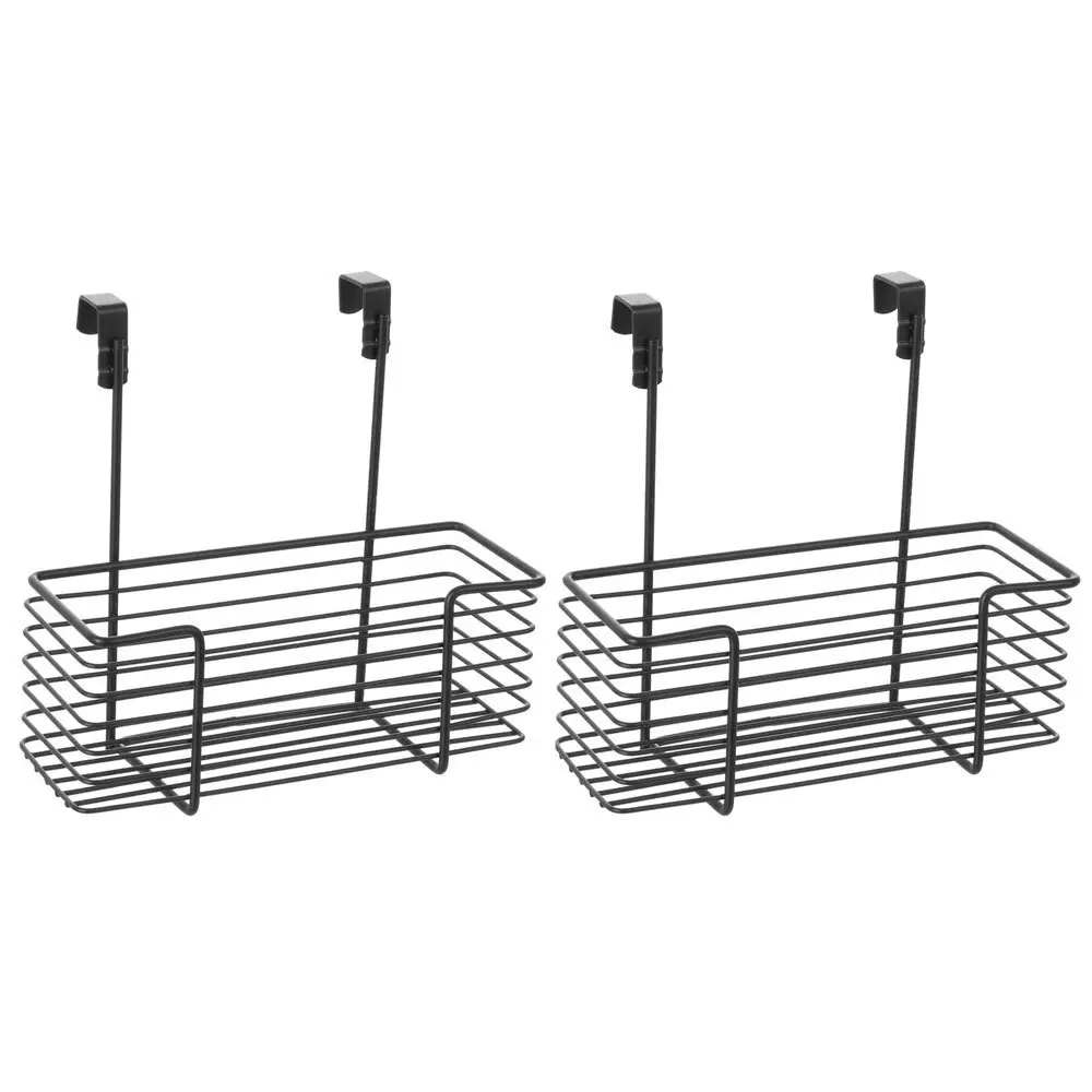 2x Boxsweden 24cm Wire Over Door Caddy Hanging Storage Rack Organiser Medium BLK - Home & Garden
