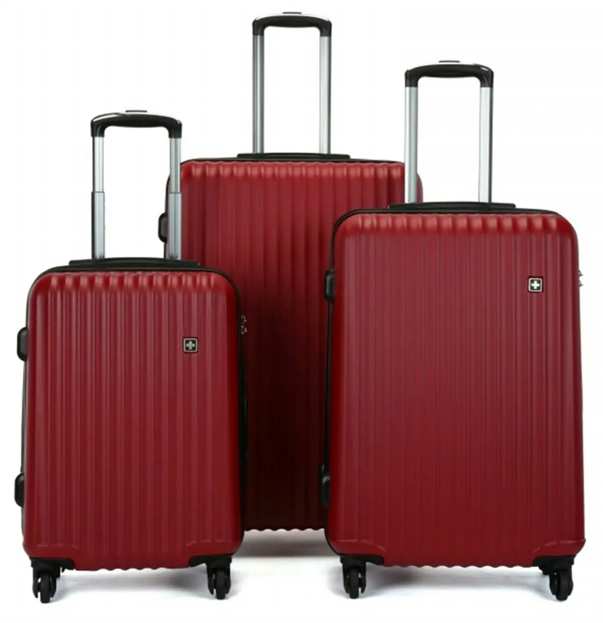 Suissewin Swiss Luggage Suitcase Lightweight TSA locker rolling HardCase 3 PCS Set SN9750ABC Red - Fashion