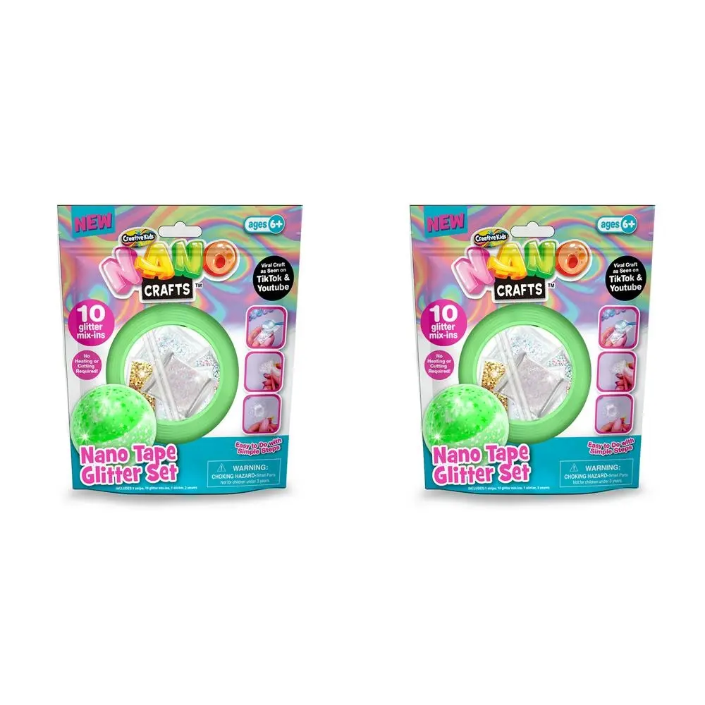 2x Nano Crafts Glitter Tape Set Art Craft Kids/Children Creative Play Toy 6+ PNK - Hobbies