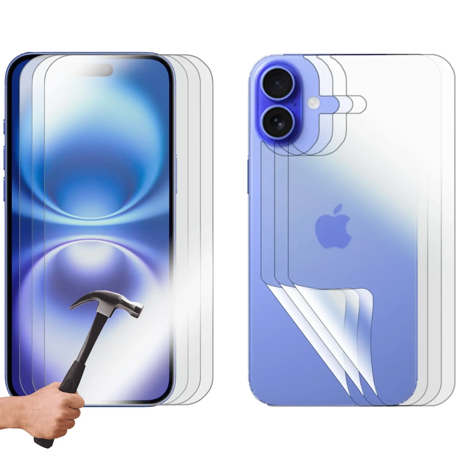 3 Set Tempered Glass Screen Protector for Apple iPhone 16 PLUS Front and Back Film Guard Bulk - Electronics