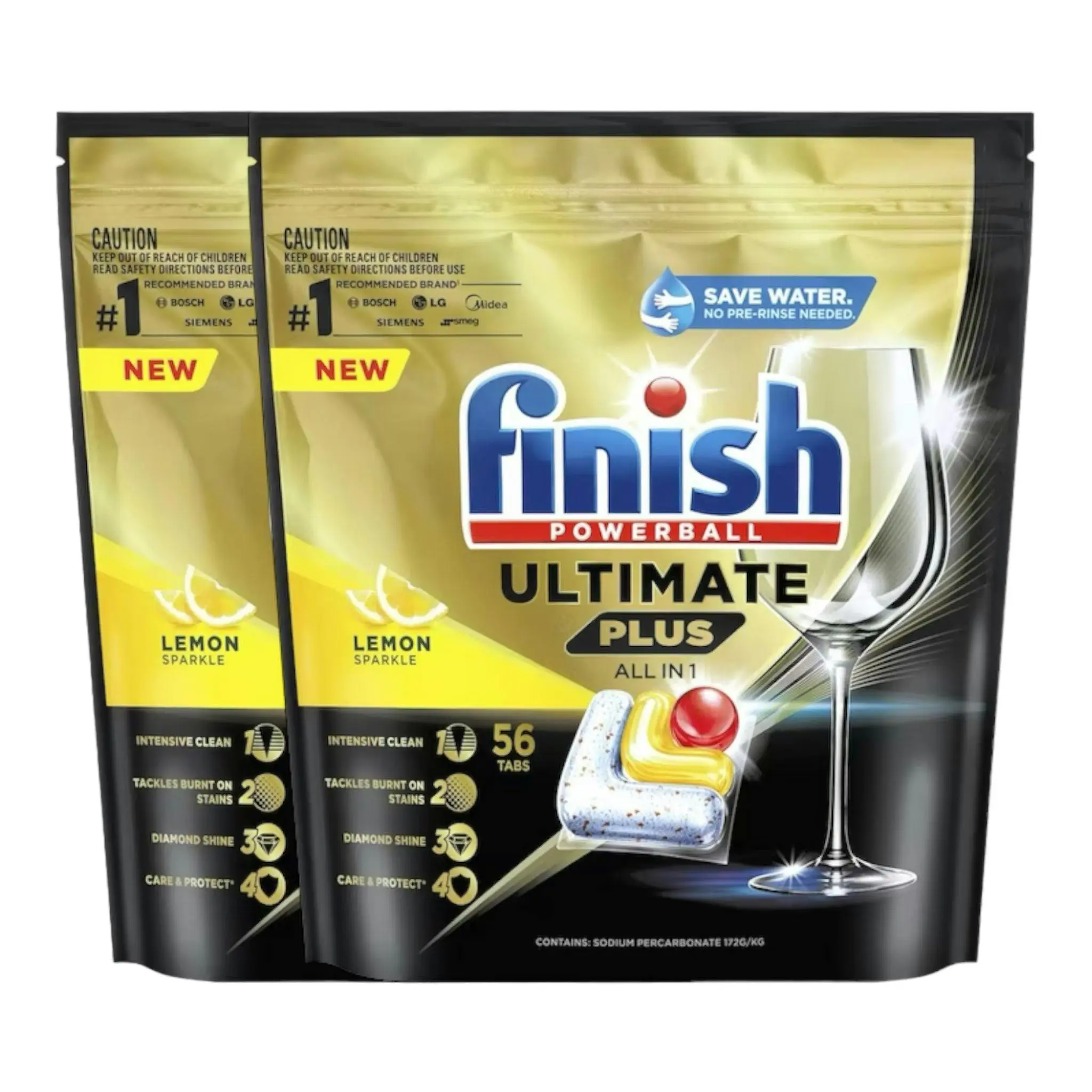 2 Pack Finish Ultimate Plus Lemon Sparkle Dishwasher Tablets 56 Pack - Home & Garden