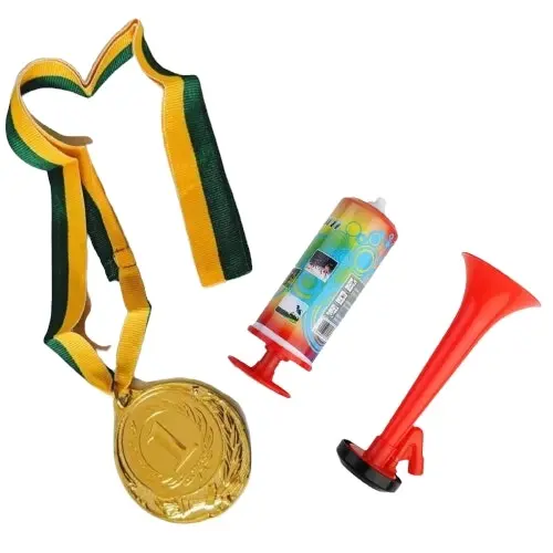 1st Gold Medal Winner + Air Horn Party Set School Sports Day Olympics Ribbon - Hobbies