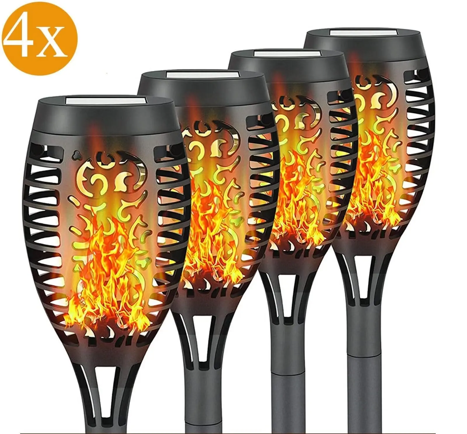 4 Pack Flame Solar Torch Light Waterproof Flickering Dancing Garden Lantern Lamp - Home & Garden