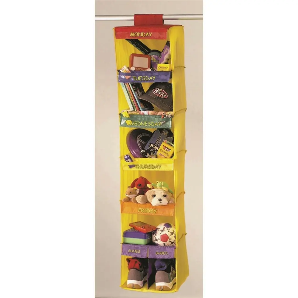 Jokari 33cm Kids Weekly Hanging Organiser Clothes/Shoes Storage Shelf Rack YLLW - Home & Garden