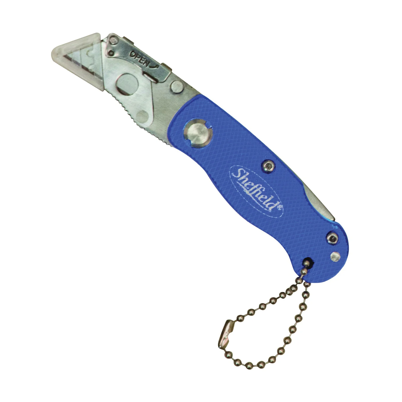 12116 Utility Knife, 1-1/2 in L Blade, Stainless Steel Blade, Curved Handle, Blue Handle