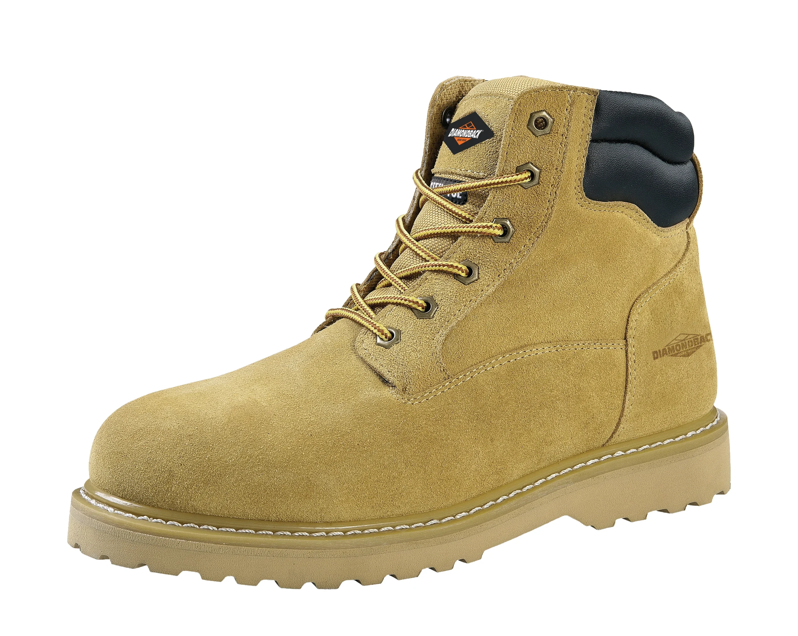 WSST-9.5 Work Boots, 9.5, Extra Wide W, Tan, Leather, Lace-Up, With Lining