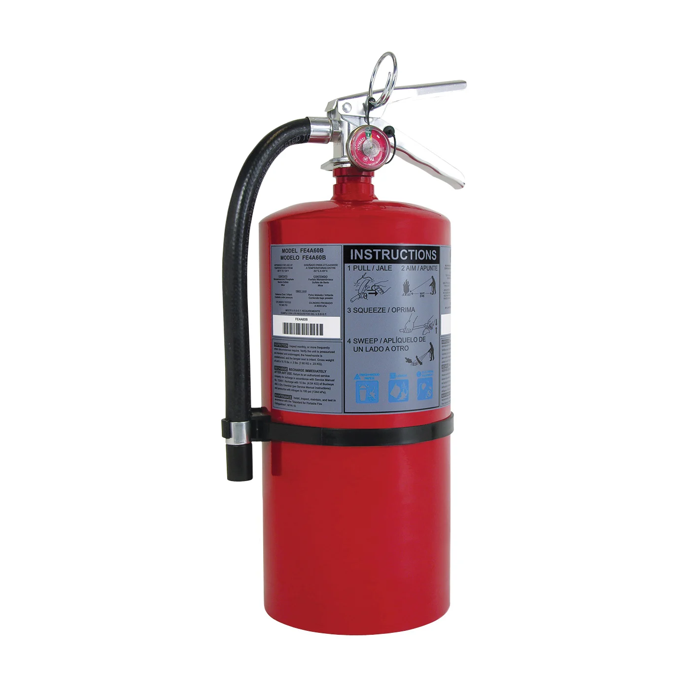 FE20A120B Rechargeable Fire Extinguisher, 20 lb, Monoammonium Phosphate, 20-A:120-B:C Class