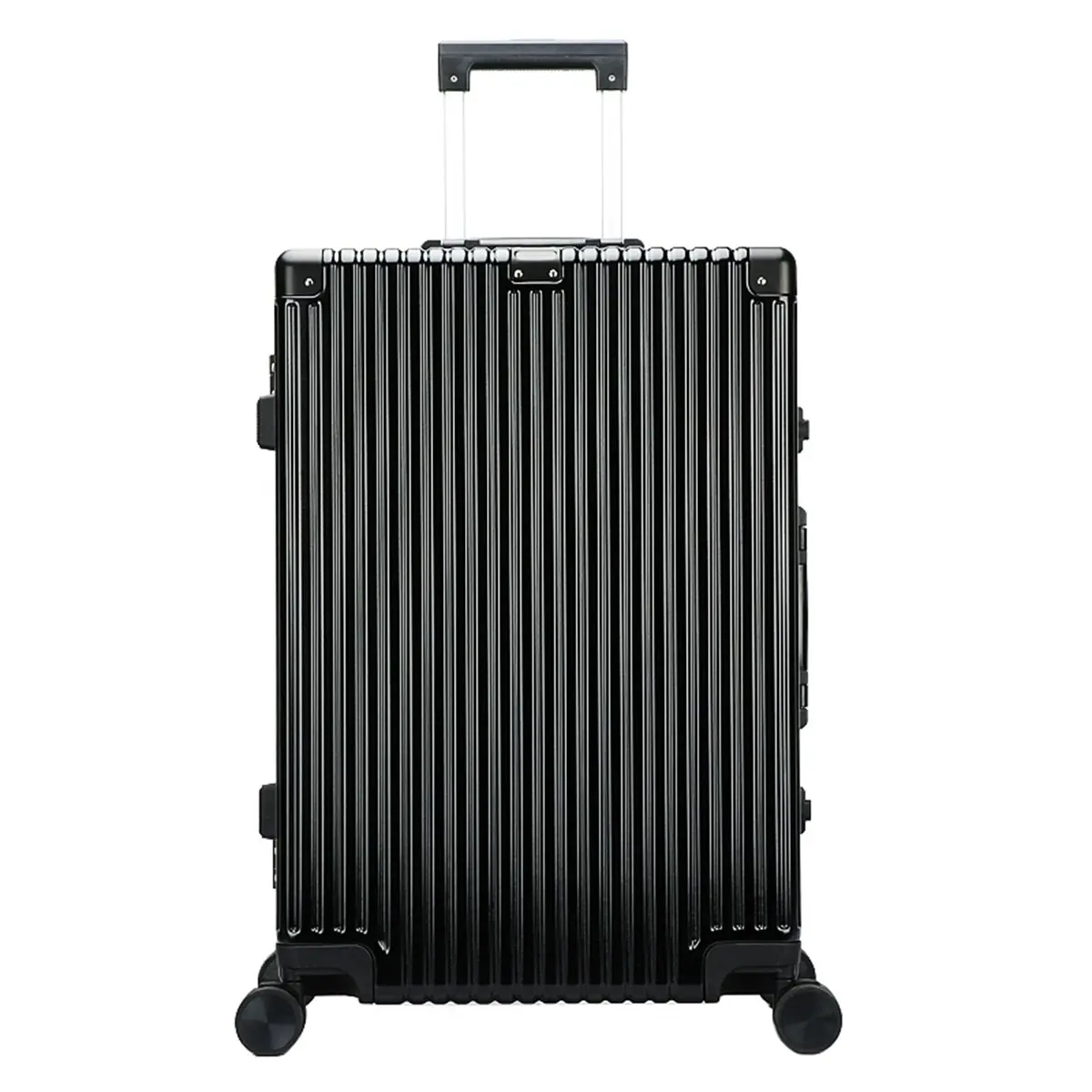 Bopai Aluminium Luggage Suitcase Lightweight TSA Locker 8 Wheels 360 Degree Rolling Carry On Hardcase B3201 Black - Fashion