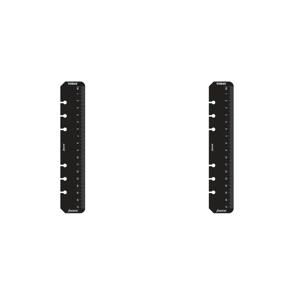 2x Filofax 17cm Ruler Per Page Marker Personal Organiser Binder Accessory Black - Office