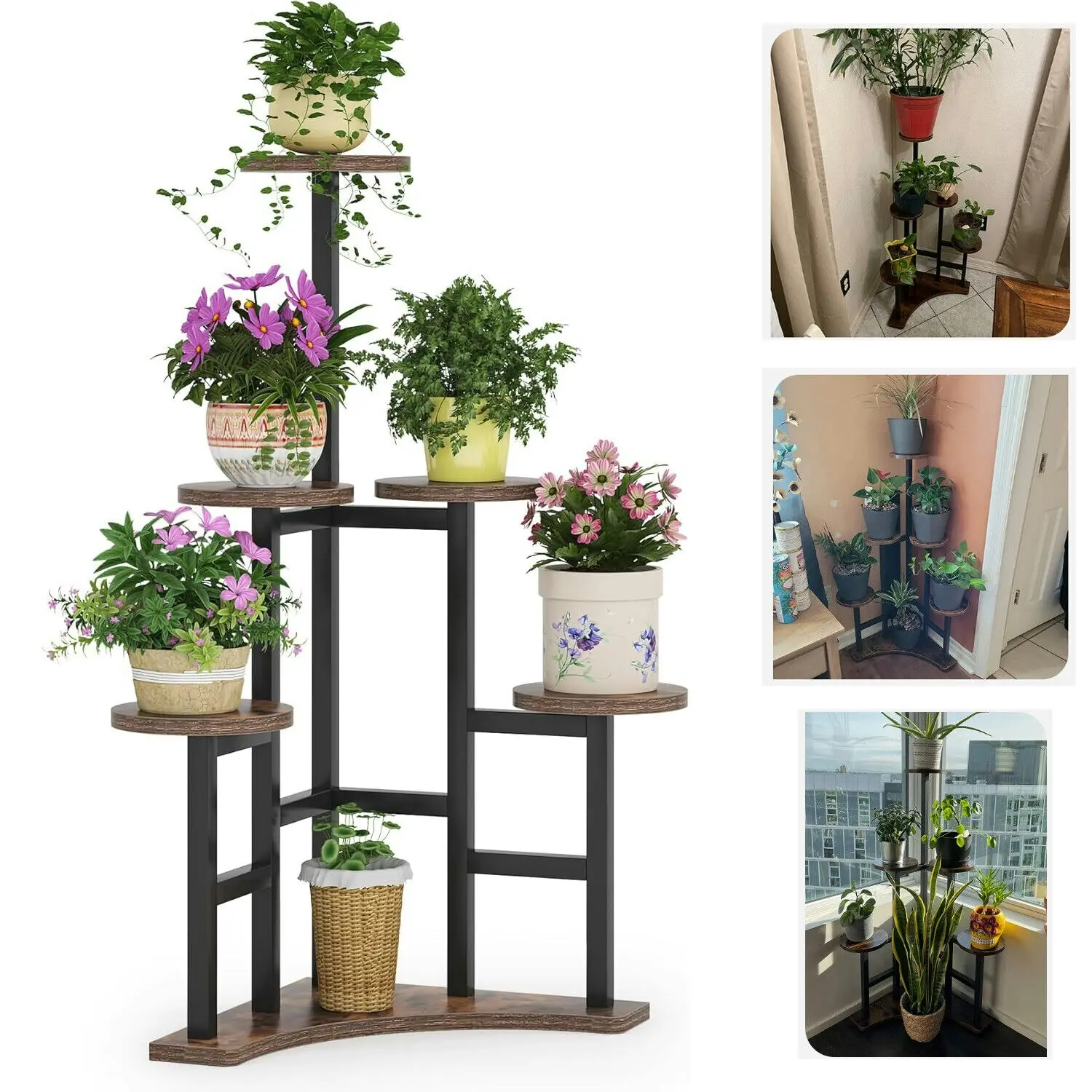 Fin Sturdy Corner Plant Stand For Small Medium Plants Flowers Succulents Daffodils - Home & Garden