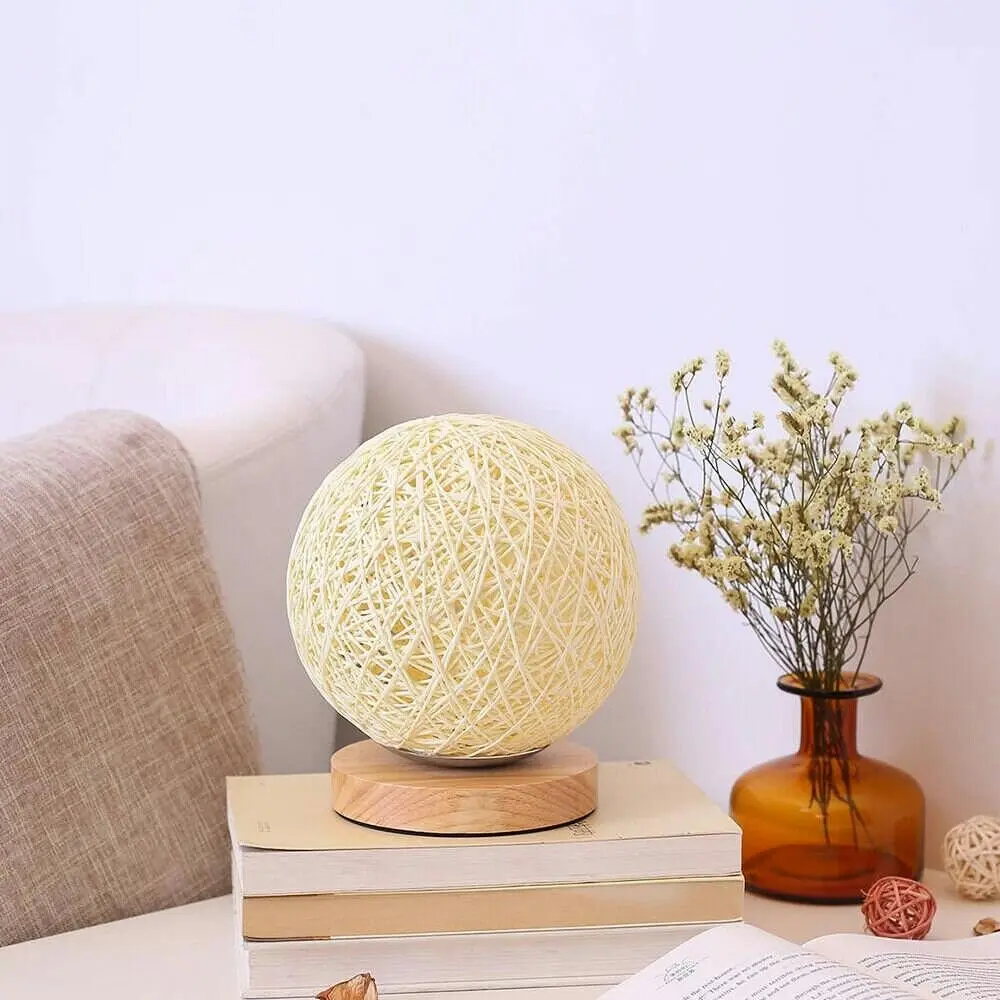 Natural Rattan LED Table Lamp: Elegant Lighting for Your Space - Home & Garden